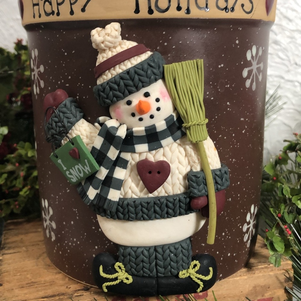 Canister Happy Holidays Snowman Cookie Treat Candy Decor Sealed Jar - Picture 9 of 16